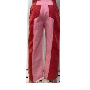 pink and orange two-toned color high-waist jeans (xs)